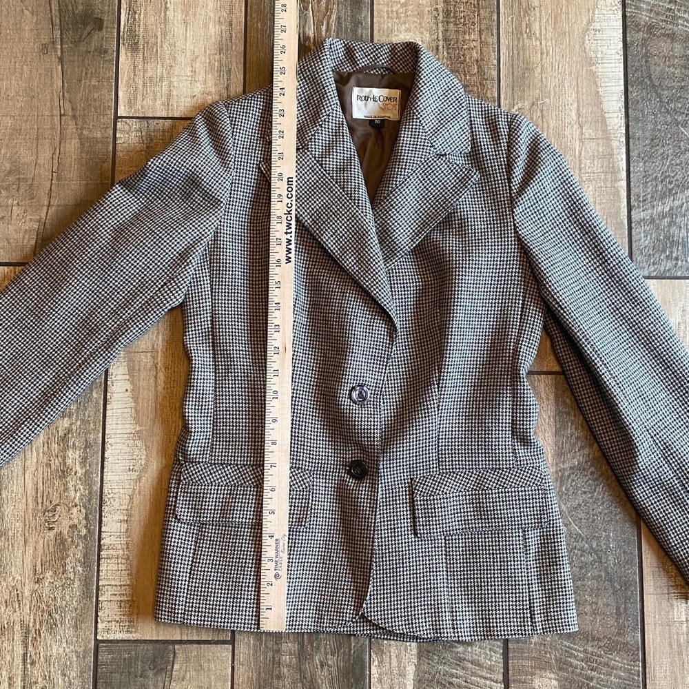 Vintage Roth-Lecover Black and Brown Houndstooth Blazer wool/polyester - Picture 13 of 13